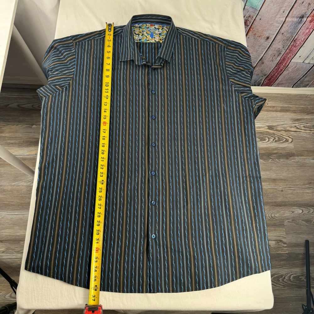 Luchiano Visconti Striped Blue-Black Men's Button-Down Long Sleeve Flip Cuff 3XL - Picture 4 of 8